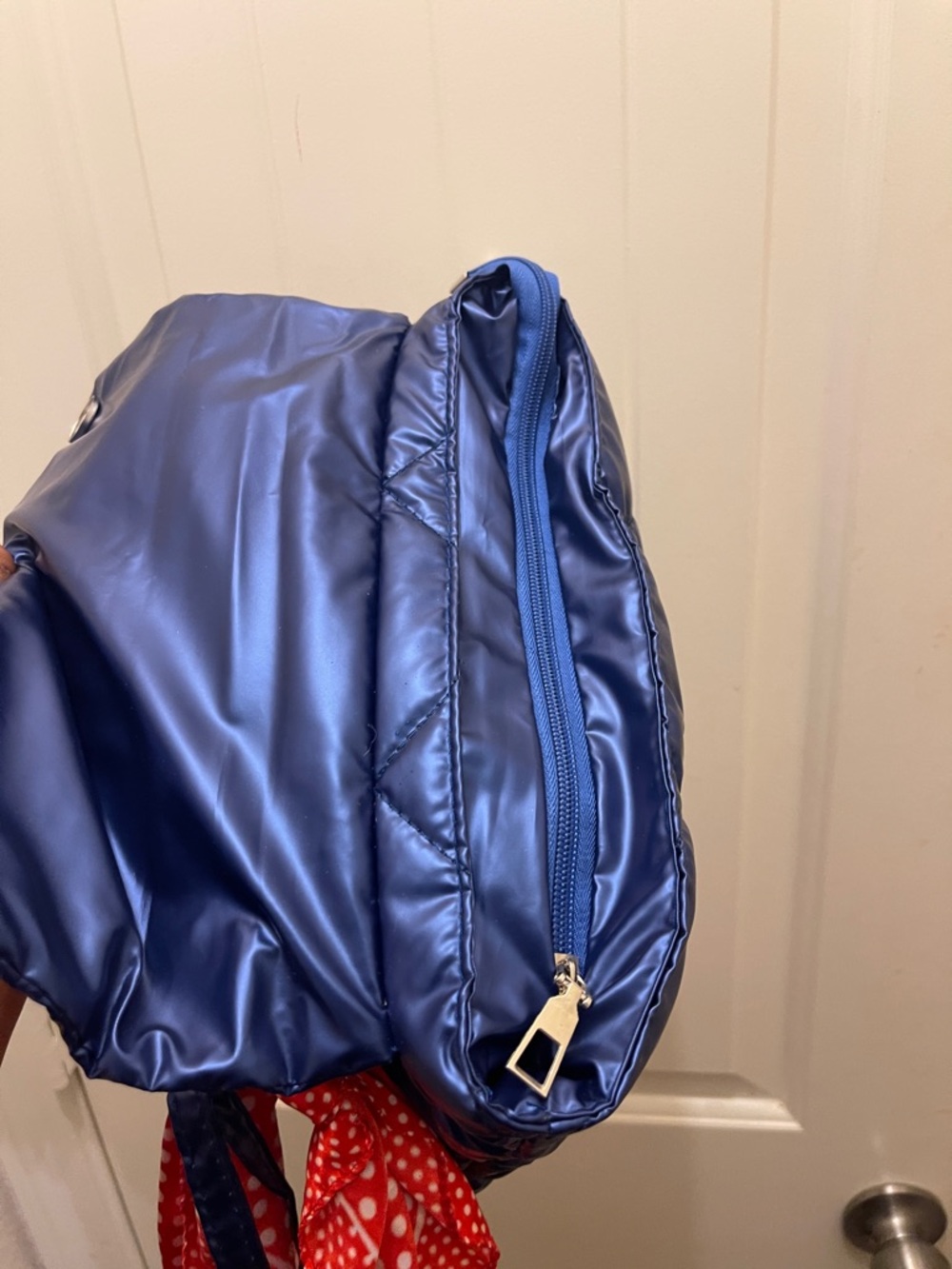 Quilted Navy Shoulder Bag with Chain Handle - Picture 14 of 16